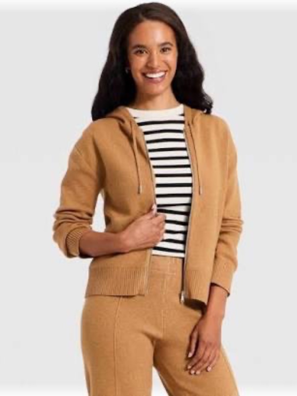 Women's Hooded Zip-Up Sweater - A New Day Brown